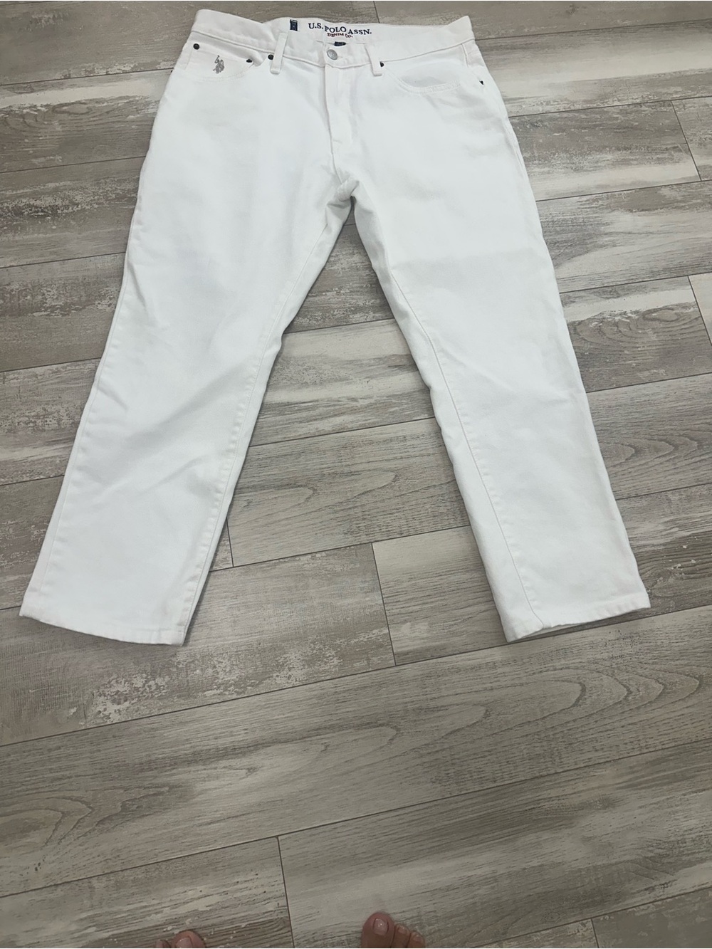 US Polo Assn Men White Jeans 36x30 EUC Straight Leg Denim